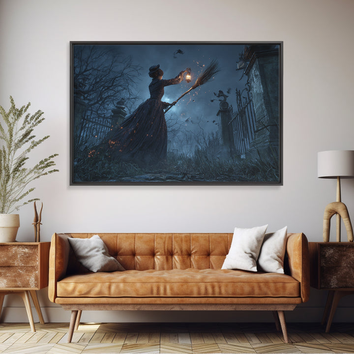 The Witch'S Broom, Landscape Wall Art, Dark Halloween Decor, Canvas Print, Halloween Wall Decor, Gothic Home Decor, Collectible Wall Decor