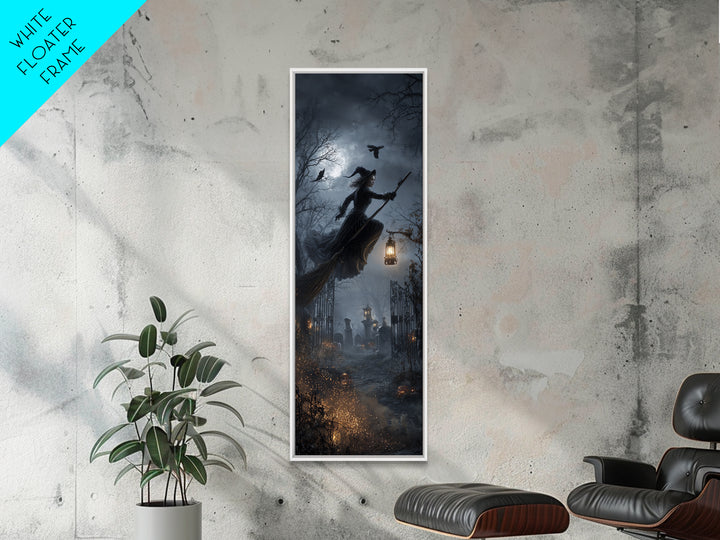 The Witch'S Broom, Tall Narrow Wall Art, Spooky Home Decor, Canvas Print, Halloween Wall Decor, Gothic Home Decor, Spooky Wall Decor