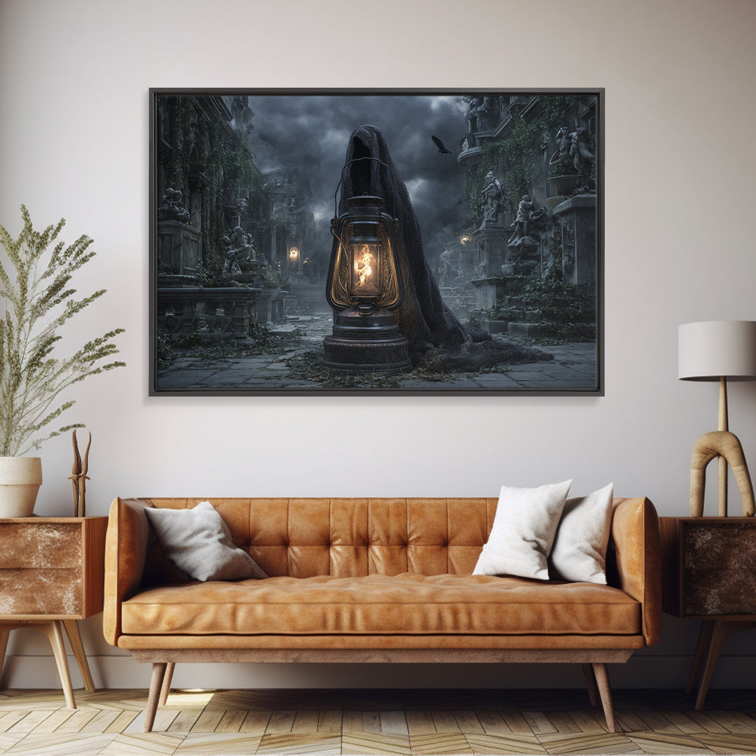 The Bone-Handled Lantern, Landscape Wall Art, Dark Halloween Decor, Canvas Print, Halloween Wall Decor, Gothic Home Decor, Macabre Wall Art