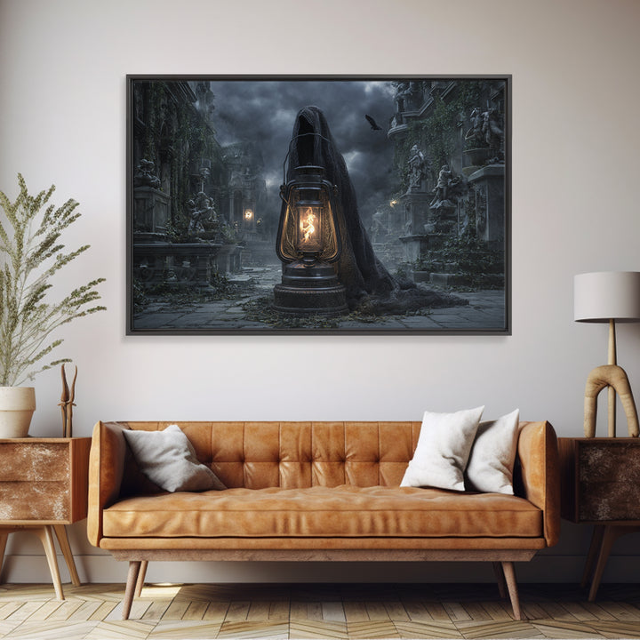The Bone-Handled Lantern, Landscape Wall Art, Dark Halloween Decor, Canvas Print, Halloween Wall Decor, Gothic Home Decor, Macabre Wall Art