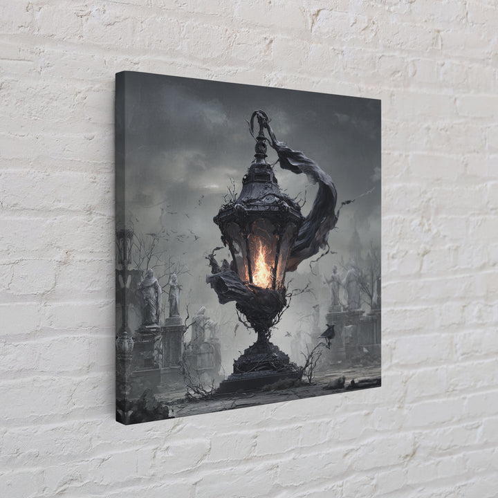 The Bone-Handled Lantern, Square Wall Art, Dark Fantasy Wall Art, Canvas Print, Halloween Wall Decor, Gothic Home Decor