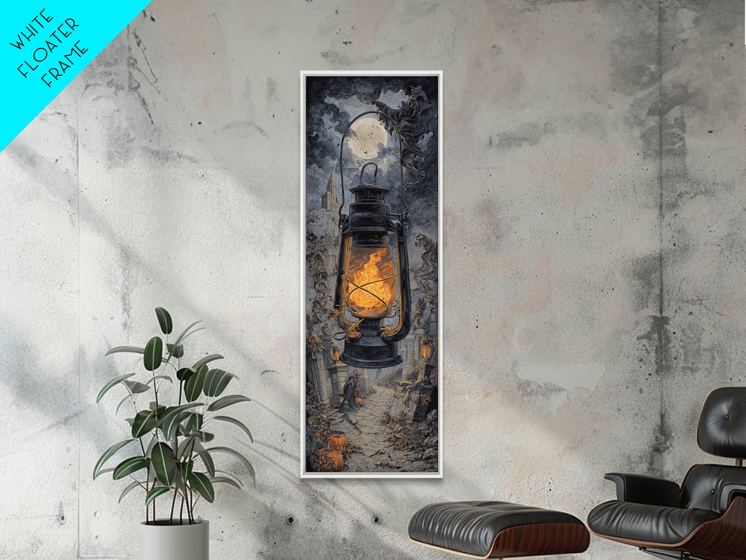 The Bone-Handled Lantern, Tall Narrow Wall Art, Spooky Home Decor, Canvas Print, Halloween Wall Decor, Gothic Home Decor, Halloween Decor