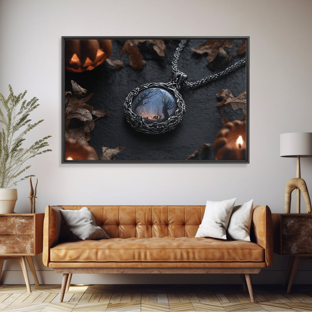 The Moonstone Amulet, Landscape Wall Art, Dark Halloween Decor, Canvas Print, Halloween Wall Decor, Gothic Home Decor, Statement Wall Art