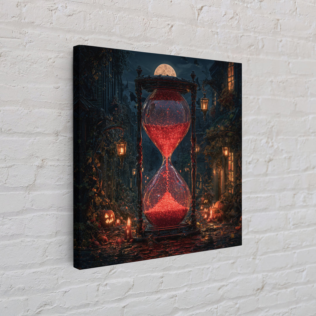 The Crimson Hourglass, Square Wall Art, Dark Halloween Decor, Canvas Print, Halloween Wall Decor, Gothic Home Decor, Horror Wall Art