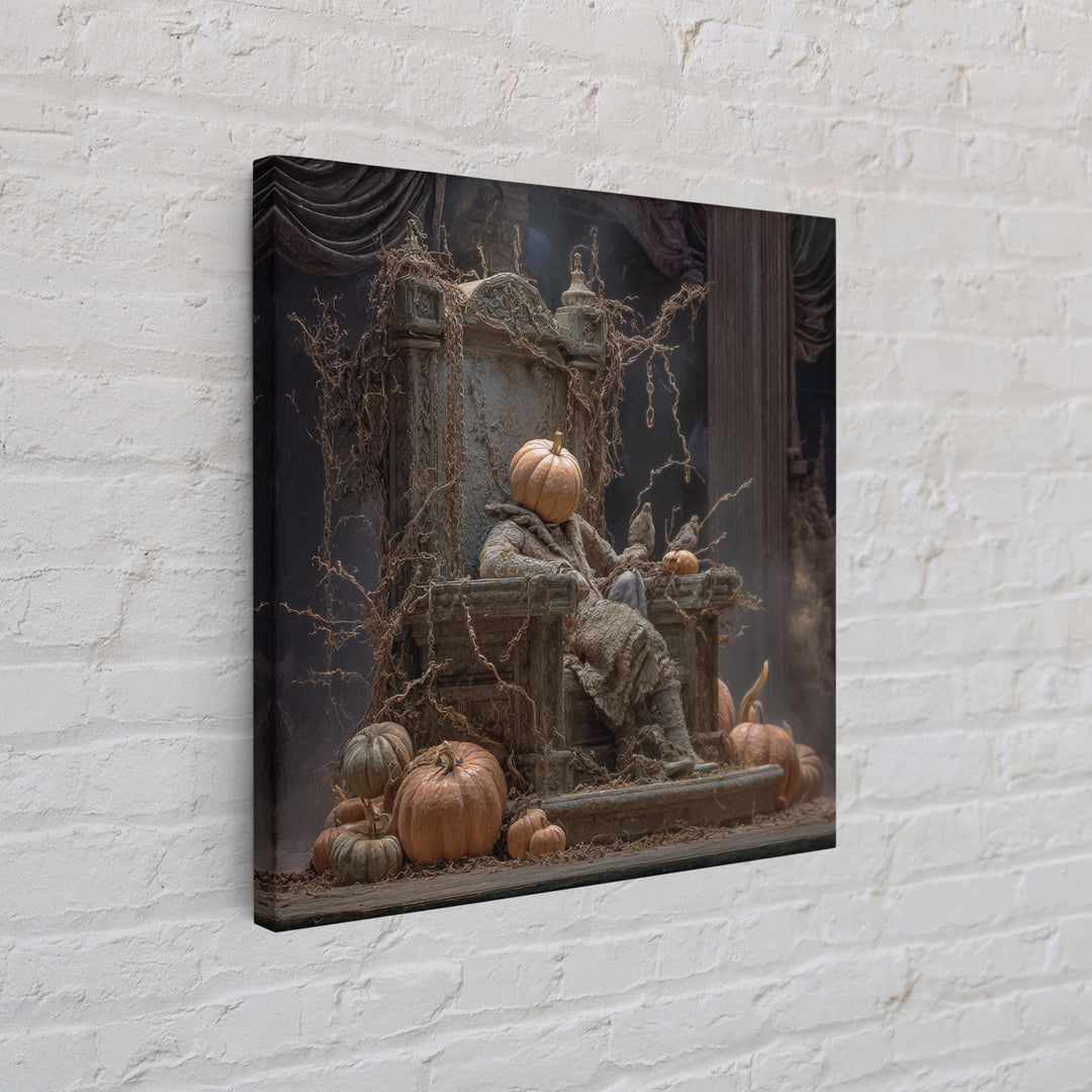 The Jack-O'-Lantern Throne, Square Wall Art, Dark Halloween Decor, Canvas Print, Halloween Wall Decor, Gothic Home Decor