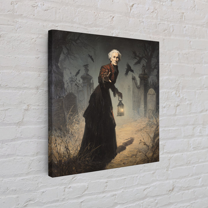 The Haunted Portrait, Square Wall Art, Spooky Home Decor, Canvas Print, Halloween Wall Decor, Gothic Home Decor, Spooky Wall Decor