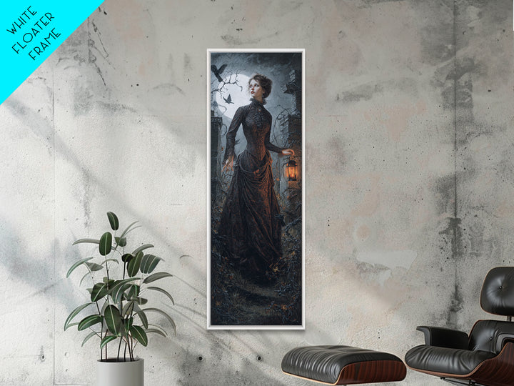 The Haunted Portrait, Tall Narrow Wall Art, Haunted Gothic Art, Framed Canvas Print, Halloween Wall Decor, Gothic Home Decor