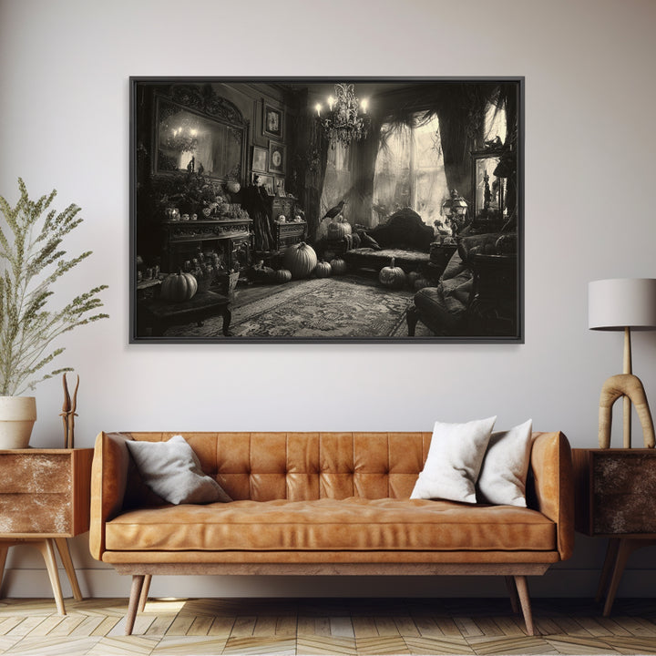 Monochrome Gothic Halloween, Landscape Wall Art, Spooky Home Decor, Canvas Print, Halloween Wall Decor, Gothic Home Decor, Spooky Wall Decor