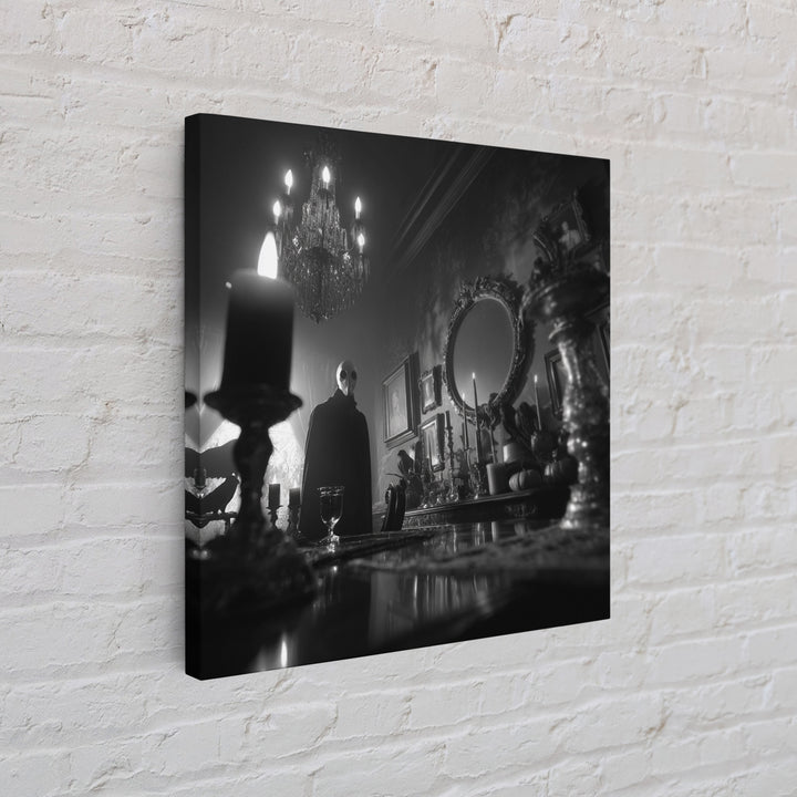 Monochrome Gothic Halloween, Square Wall Art, Macabre Wall Art, Framed Canvas Print, Halloween Wall Decor, Gothic Home Decor