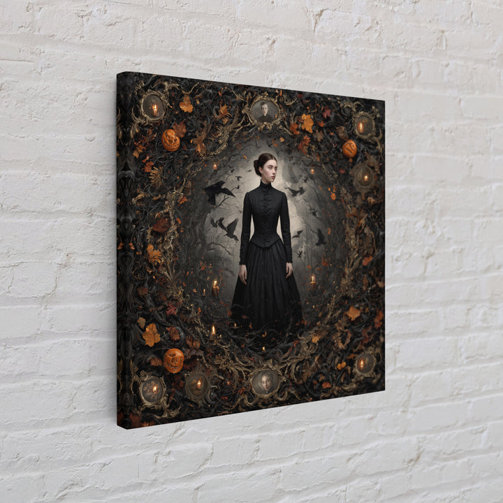 Victorian Mourning Halloween, Square Wall Art, Haunted Gothic Art, Framed Canvas Print, Halloween Wall Decor, Gothic Home Decor