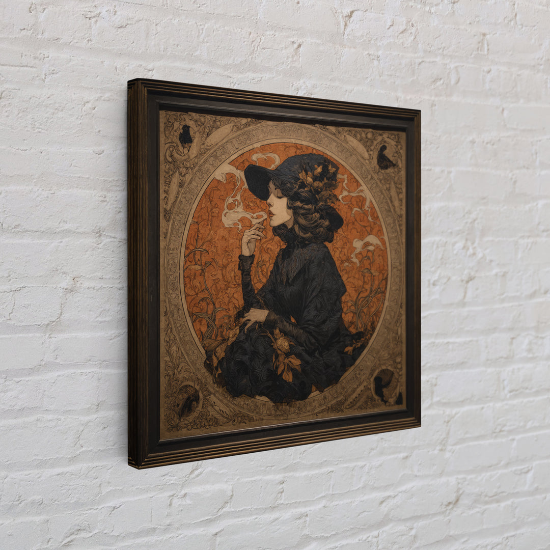 Art Nouveau Witchcraft, Square Wall Art, Dark Fantasy Wall Art, Canvas Print, Halloween Wall Decor, Gothic Home Decor, Dark Fantasy Art