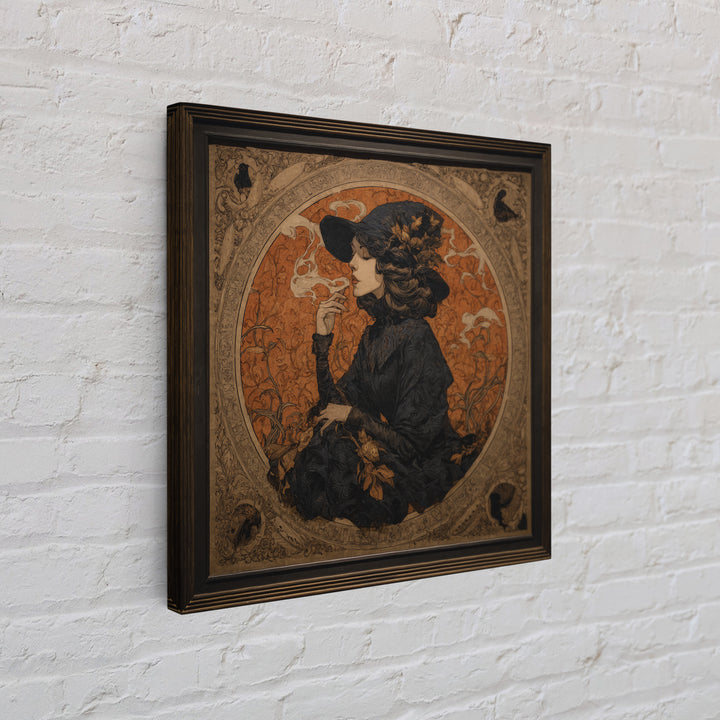 Art Nouveau Witchcraft, Square Wall Art, Dark Fantasy Wall Art, Canvas Print, Halloween Wall Decor, Gothic Home Decor, Dark Fantasy Art