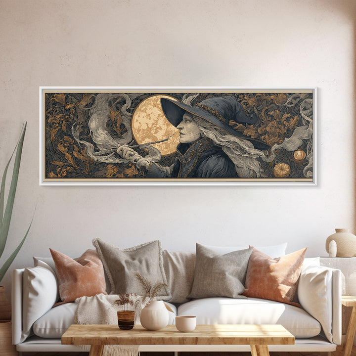 Art Nouveau Witchcraft, Extra Wide Wall Art, Spooky Home Decor, Canvas Print, Halloween Wall Decor, Gothic Home Decor, Seasonal Home Decor
