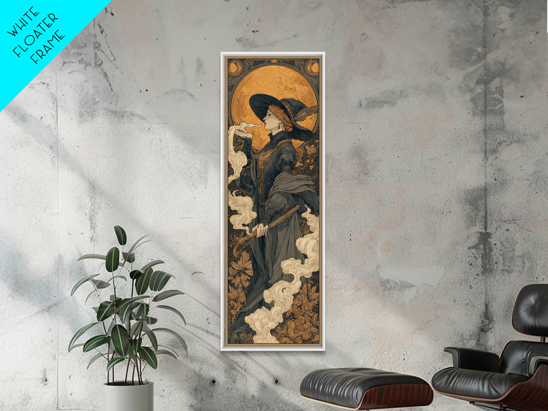 Art Nouveau Witchcraft, Tall Narrow Wall Art, Dark Fantasy Wall Art, Canvas Print, Halloween Wall Decor, Gothic Home Decor, Dark Fantasy Art