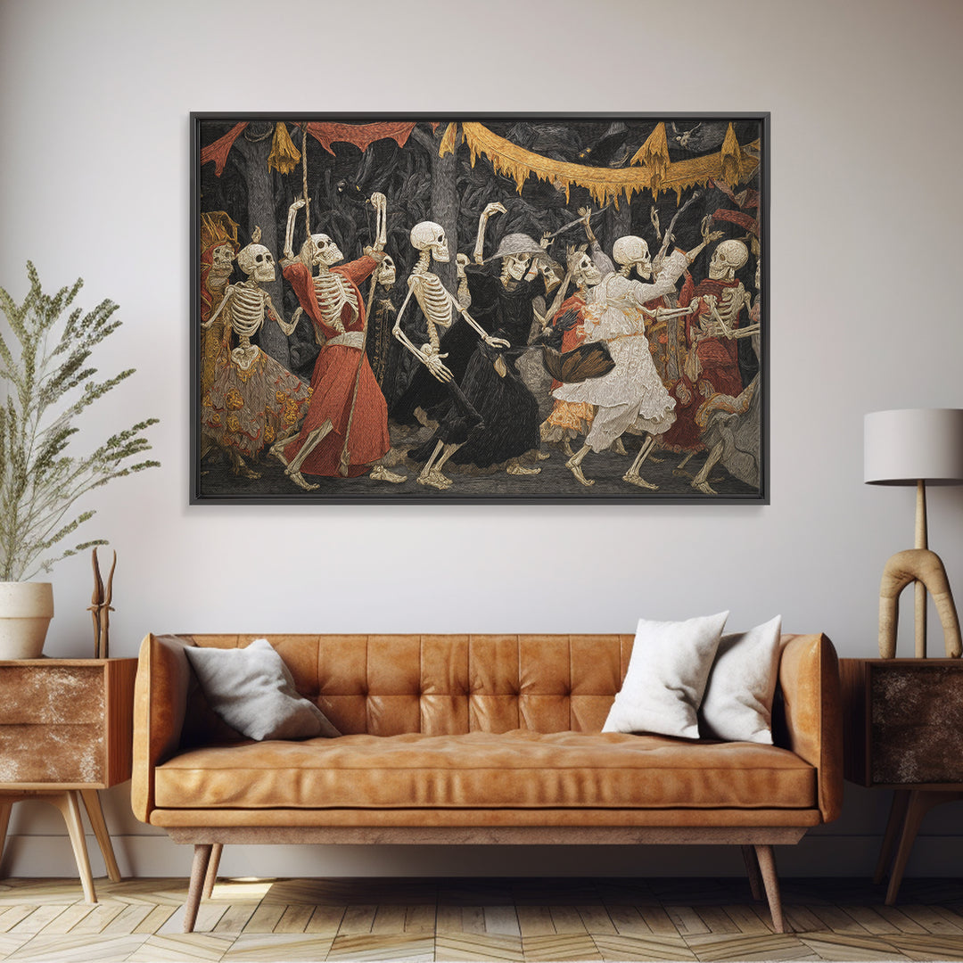 Medieval Danse Macabre, Landscape Wall Art, Dark Halloween Decor, Canvas Print, Halloween Wall Decor, Gothic Home Decor