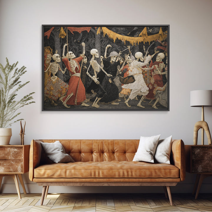Medieval Danse Macabre, Landscape Wall Art, Dark Halloween Decor, Canvas Print, Halloween Wall Decor, Gothic Home Decor