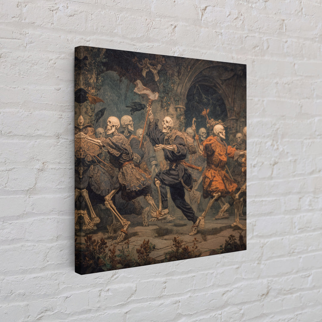 Medieval Danse Macabre, Square Wall Art, Macabre Wall Art, Framed Canvas Print, Halloween Wall Decor, Gothic Home Decor, Spooky Wall Decor