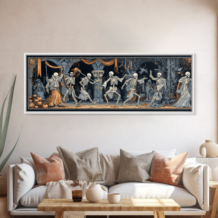 Medieval Danse Macabre, Extra Wide Wall Art, Spooky Home Decor, Canvas Print, Halloween Wall Decor, Gothic Home Decor