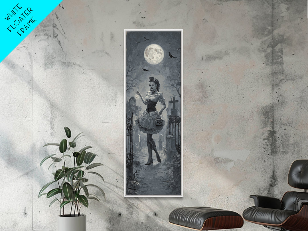 1950s Halloween Nostalgia, Tall Narrow Wall Art, Spooky Home Decor, Canvas Print, Halloween Wall Decor, Gothic Home Decor, Horror Wall Art