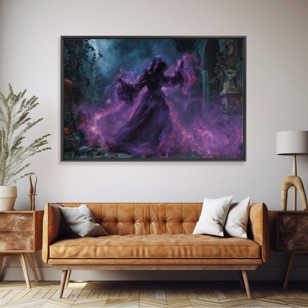 1980s Neon Horror, Landscape Wall Art, Dark Fantasy Wall Art, Canvas Print, Halloween Wall Decor, Gothic Home Decor, Macabre Wall Art
