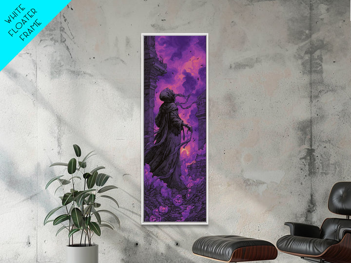 1980s Neon Horror, Tall Narrow Wall Art, Spooky Home Decor, Canvas Print, Halloween Wall Decor, Gothic Home Decor, Halloween Decor