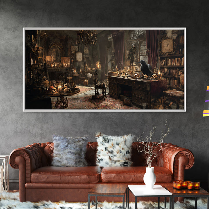 Dark Academia Halloween, Wide Panoramic Art, Dark Fantasy Wall Art, Canvas Print, Halloween Wall Decor, Gothic Home Decor, Horror Wall Art