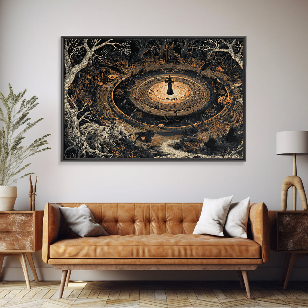 Celestial Witchcraft, Landscape Wall Art, Macabre Wall Art, Framed Canvas Print, Halloween Wall Decor, Gothic Home Decor, Halloween Decor