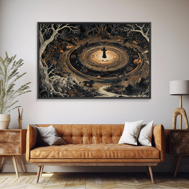 Celestial Witchcraft, Landscape Wall Art, Macabre Wall Art, Framed Canvas Print, Halloween Wall Decor, Gothic Home Decor, Halloween Decor