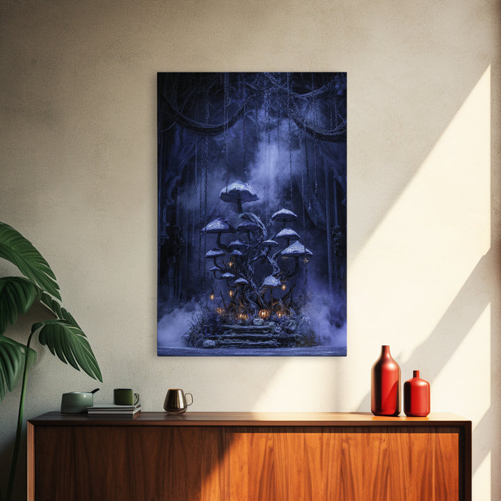 Enchanted Woodland Halloween, Vertical Wall Art, Dark Fantasy Wall Art, Canvas Print, Halloween Wall Decor, Gothic Home Decor