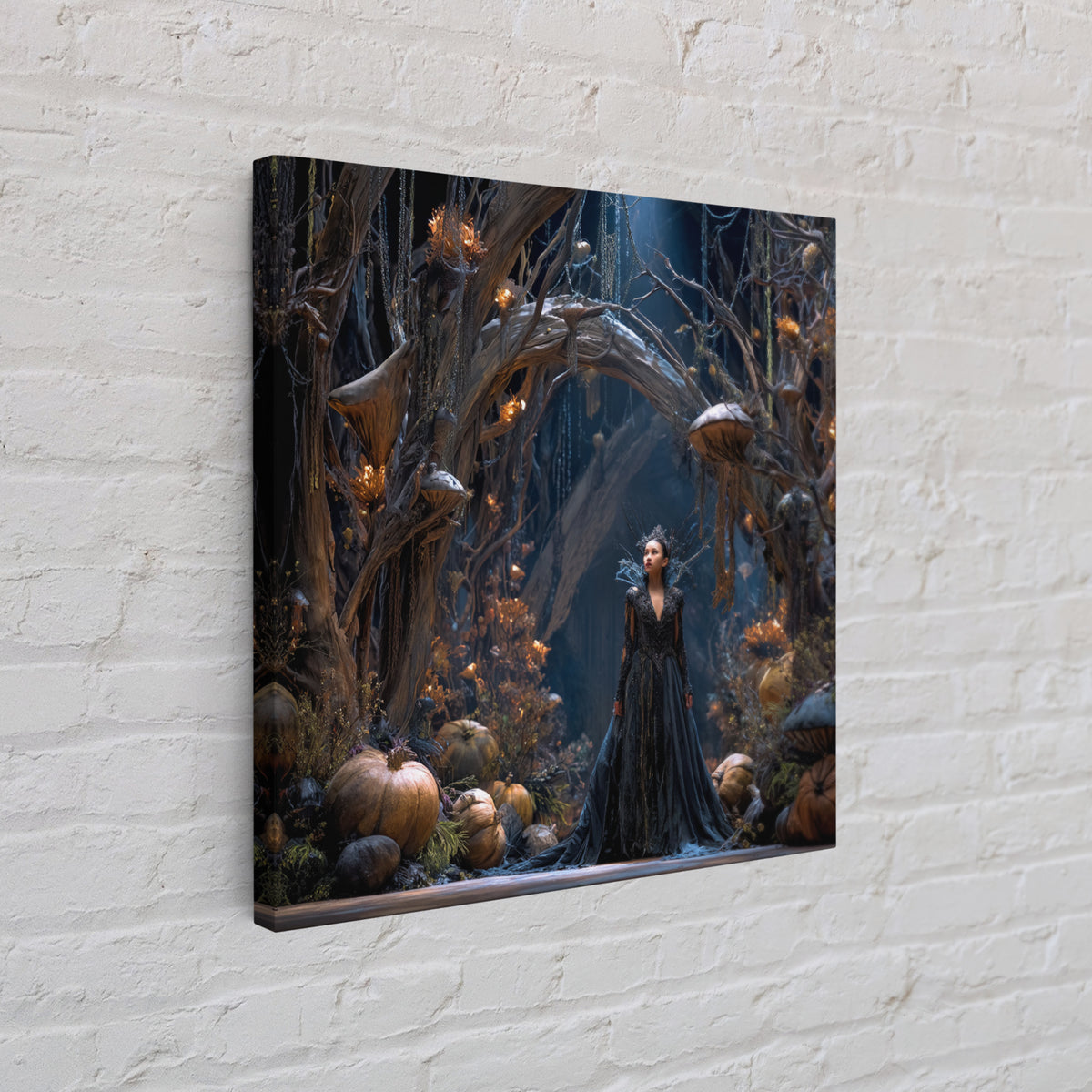 Enchanted Woodland Halloween, Square Wall Art, Dark Halloween Decor, Canvas Print, Halloween Wall Decor, Gothic Home Decor