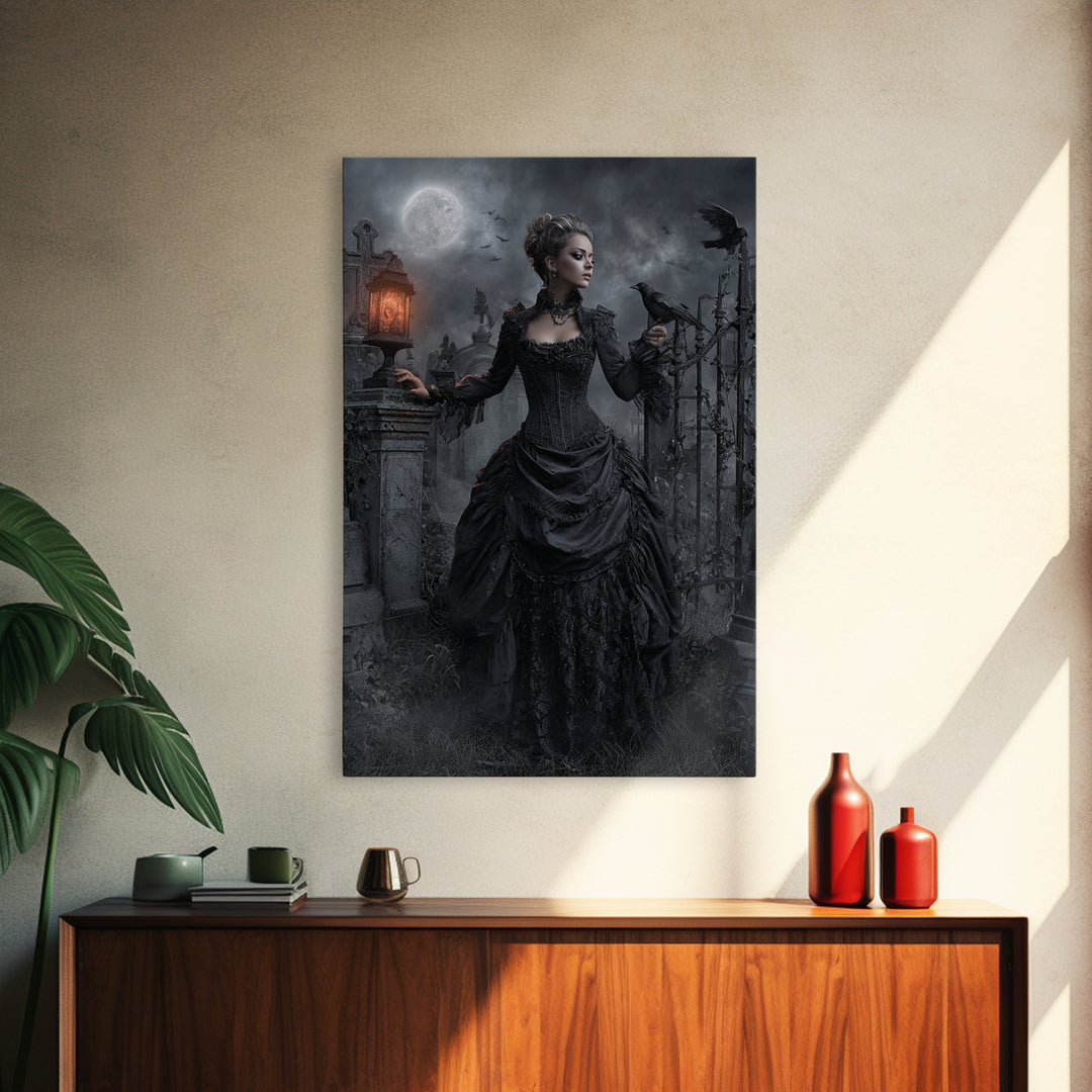 Gothic Romance, Vertical Wall Art, Dark Fantasy Wall Art, Canvas Print, Halloween Wall Decor, Gothic Home Decor, Halloween Decor