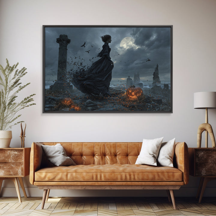 Haunted Seaside Halloween, Landscape Wall Art, Dark Fantasy Wall Art, Canvas Print, Halloween Wall Decor, Gothic Home Decor