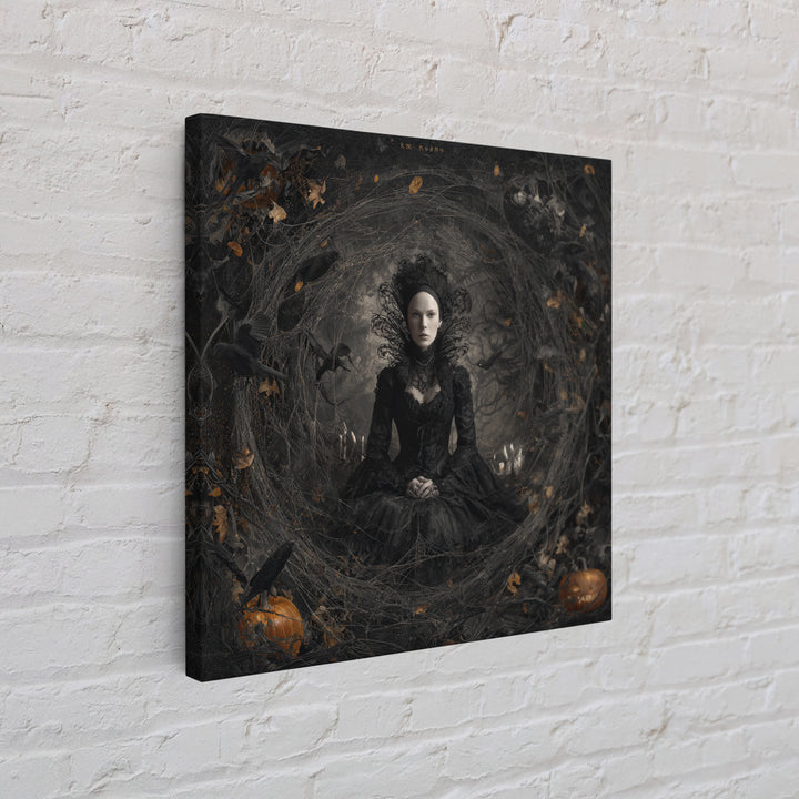 Black Lace And Cobwebs, Square Wall Art, Gothic Horror Wall Art, Framed Canvas Print, Halloween Wall Decor, Gothic Home Decor