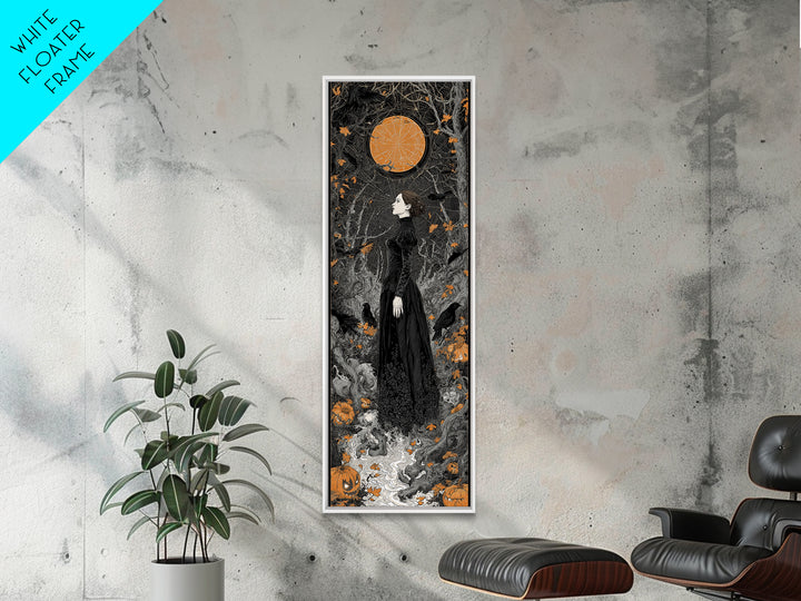 Black Lace And Cobwebs, Tall Narrow Wall Art, Gothic Horror Wall Art, Framed Canvas Print, Halloween Wall Decor, Gothic Home Decor