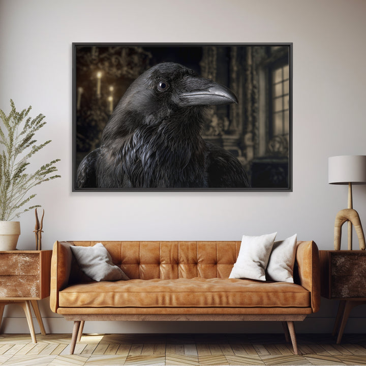 Ravens And Ruins, Landscape Wall Art, Gothic Horror Wall Art, Framed Canvas Print, Halloween Wall Decor, Gothic Home Decor