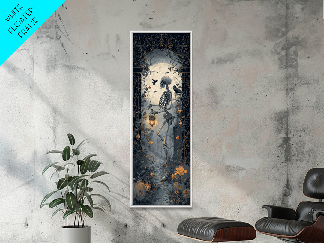 Skeletal Botanicals, Tall Narrow Wall Art, Dark Halloween Decor, Canvas Print, Halloween Wall Decor, Gothic Home Decor, Dark Fantasy Art