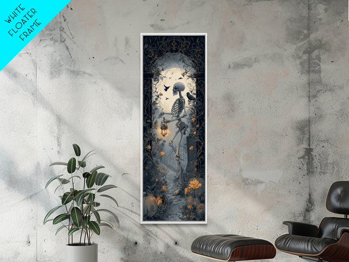 Skeletal Botanicals, Tall Narrow Wall Art, Dark Halloween Decor, Canvas Print, Halloween Wall Decor, Gothic Home Decor, Dark Fantasy Art