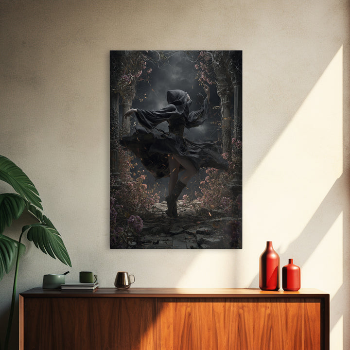 The Poison Garden, Vertical Wall Art, Haunted Gothic Art, Framed Canvas Print, Halloween Wall Decor, Gothic Home Decor, Halloween Wall Art