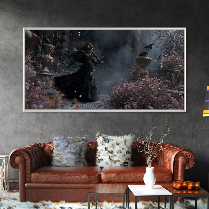 The Poison Garden, Wide Panoramic Art, Haunted Gothic Art, Framed Canvas Print, Halloween Wall Decor, Gothic Home Decor, Halloween Wall Art