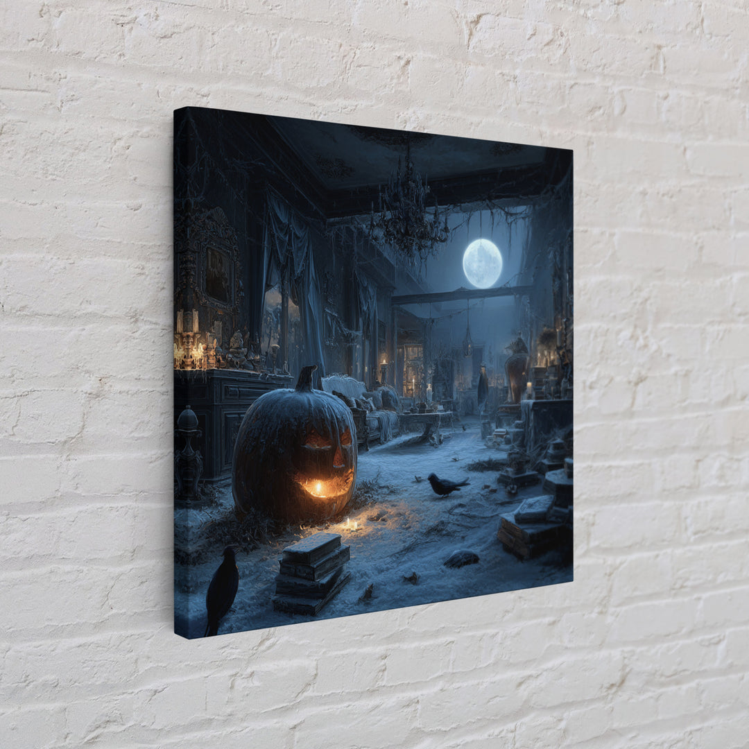 Frozen Halloween, Square Wall Art, Haunted Gothic Art, Framed Canvas Print, Halloween Wall Decor, Gothic Home Decor, Seasonal Home Decor
