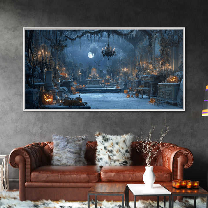 Frozen Halloween, Wide Panoramic Art, Spooky Home Decor, Canvas Print, Halloween Wall Decor, Gothic Home Decor, Macabre Wall Art