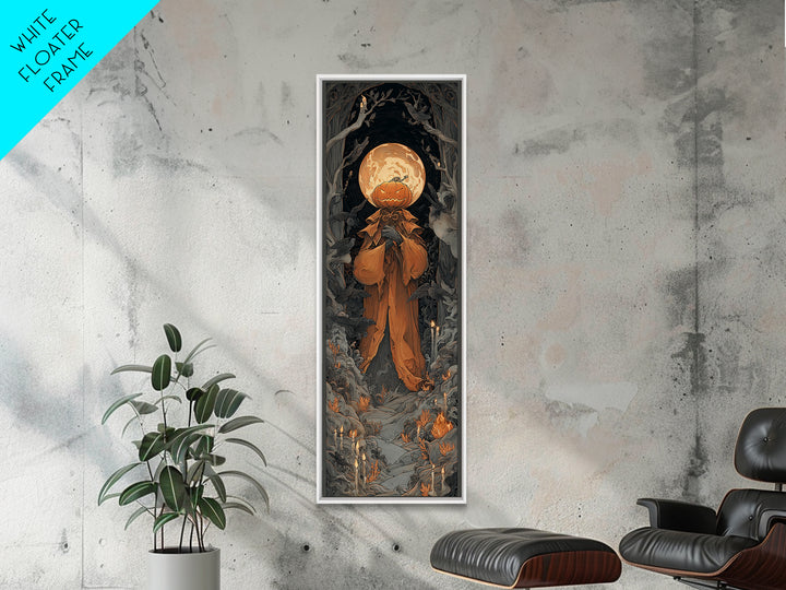 The Pumpkin Paladin, Tall Narrow Wall Art, Dark Fantasy Wall Art, Canvas Print, Halloween Wall Decor, Gothic Home Decor, Macabre Wall Art