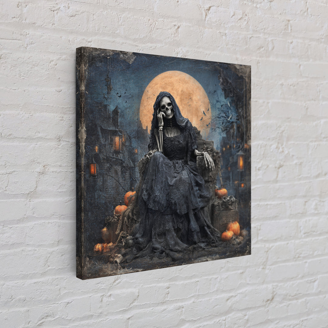 The Necromancer Queen, Square Wall Art, Spooky Home Decor, Canvas Print, Halloween Wall Decor, Gothic Home Decor, Dark Fantasy Art