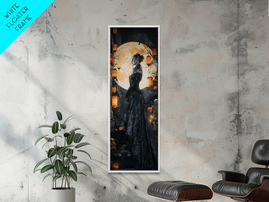 The Necromancer Queen, Tall Narrow Wall Art, Spooky Home Decor, Canvas Print, Halloween Wall Decor, Gothic Home Decor, Seasonal Home Decor