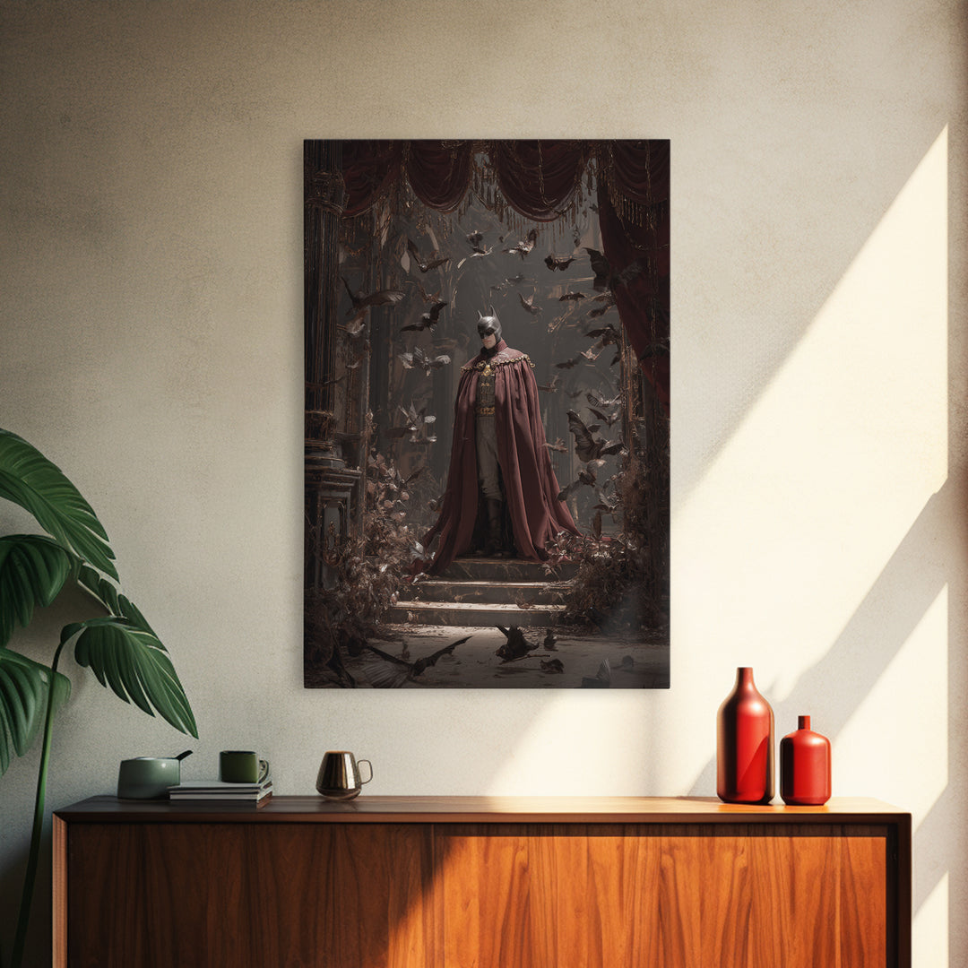The Bat Prince, Vertical Wall Art, Dark Halloween Decor, Canvas Print, Halloween Wall Decor, Gothic Home Decor, Spooky Wall Decor