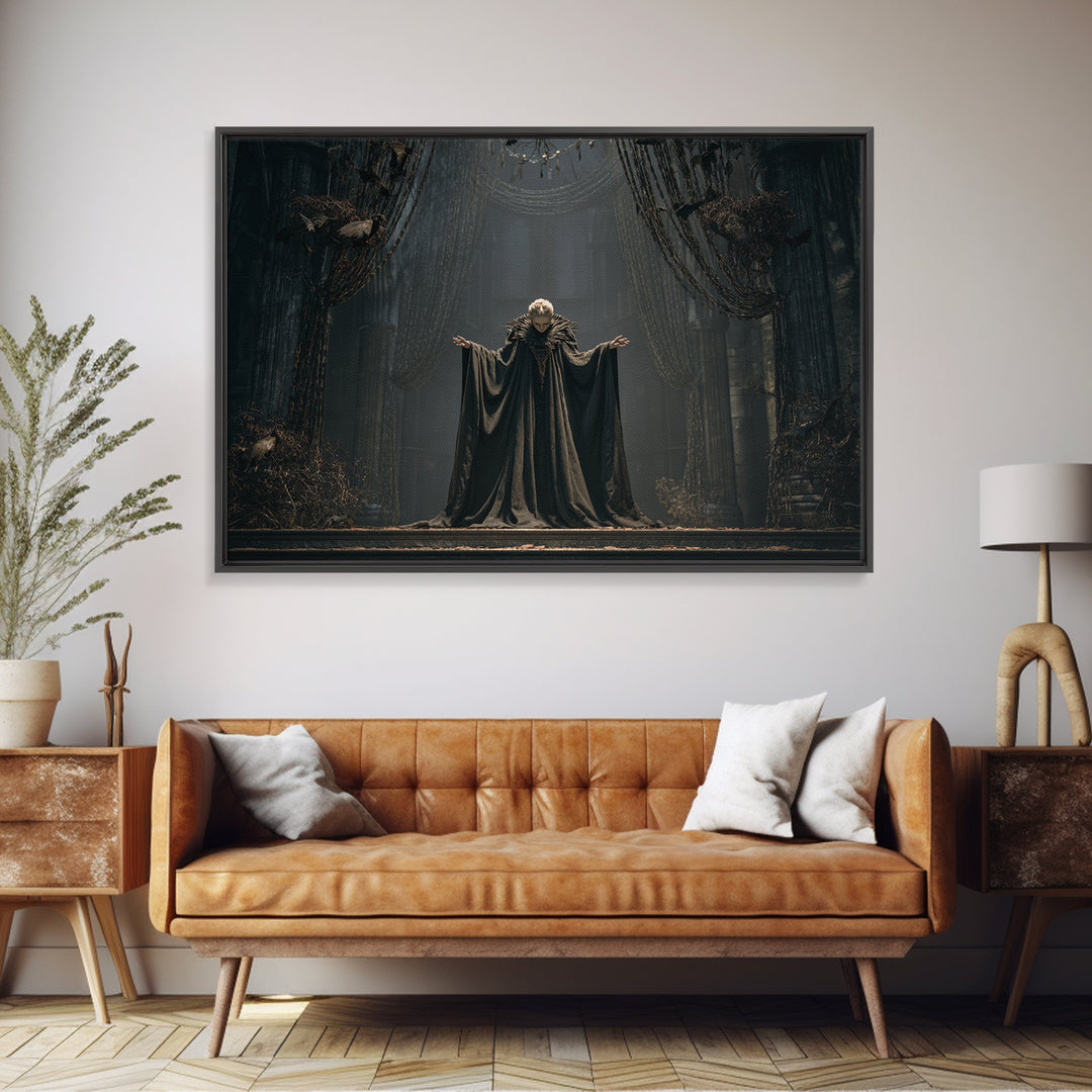 The Bat Prince, Landscape Wall Art, Gothic Horror Wall Art, Framed Canvas Print, Halloween Wall Decor, Gothic Home Decor, Halloween Decor