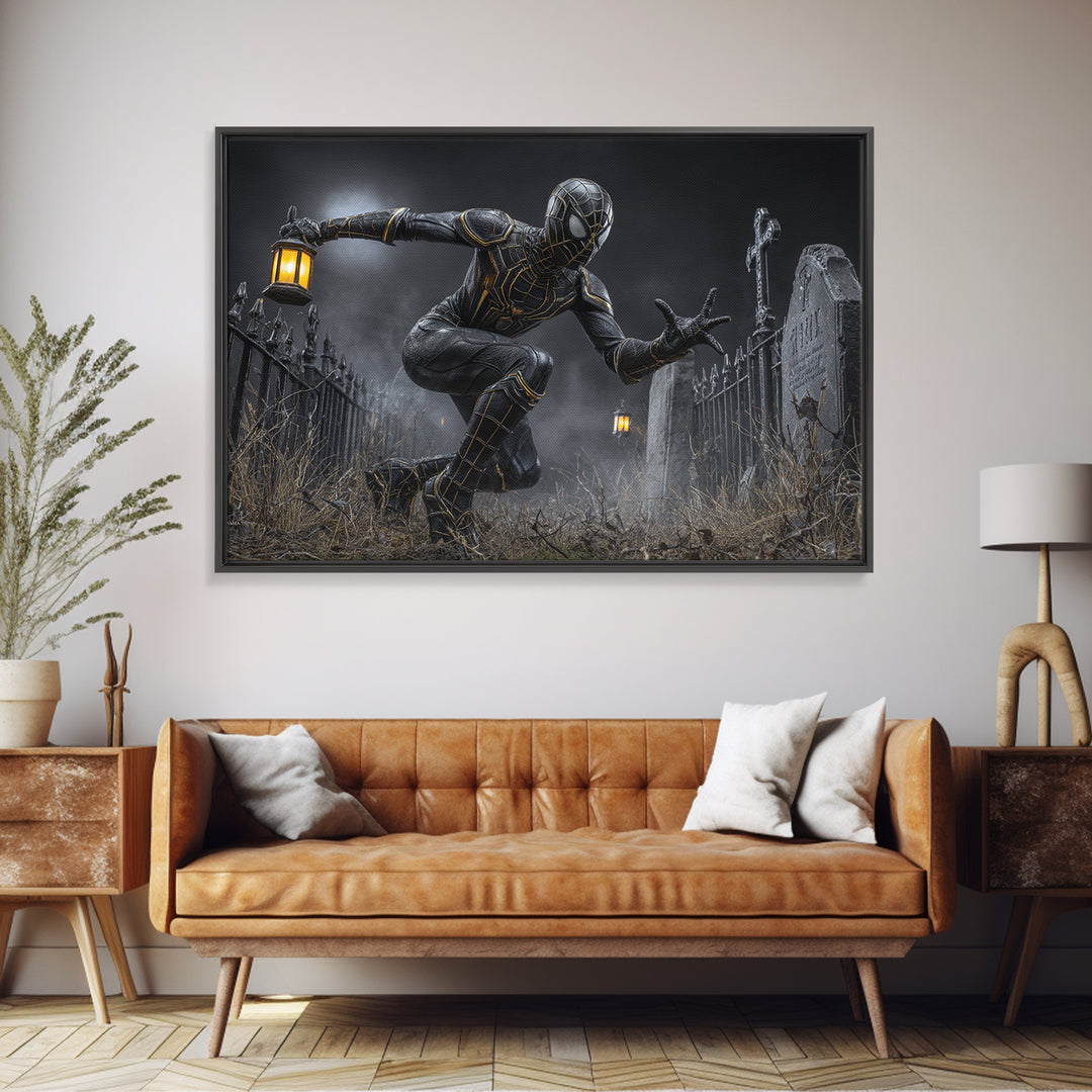 The Spider Knight, Landscape Wall Art, Haunted Gothic Art, Framed Canvas Print, Halloween Wall Decor, Gothic Home Decor, Horror Wall Art
