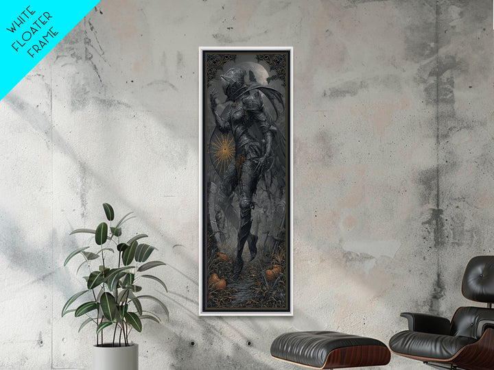 The Spider Knight, Tall Narrow Wall Art, Haunted Gothic Art, Framed Canvas Print, Halloween Wall Decor, Gothic Home Decor, Spooky Wall Decor