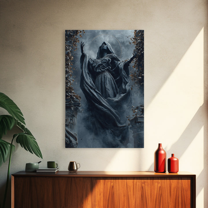 The Moon Priestess, Vertical Wall Art, Dark Fantasy Wall Art, Canvas Print, Halloween Wall Decor, Gothic Home Decor, Spooky Wall Decor