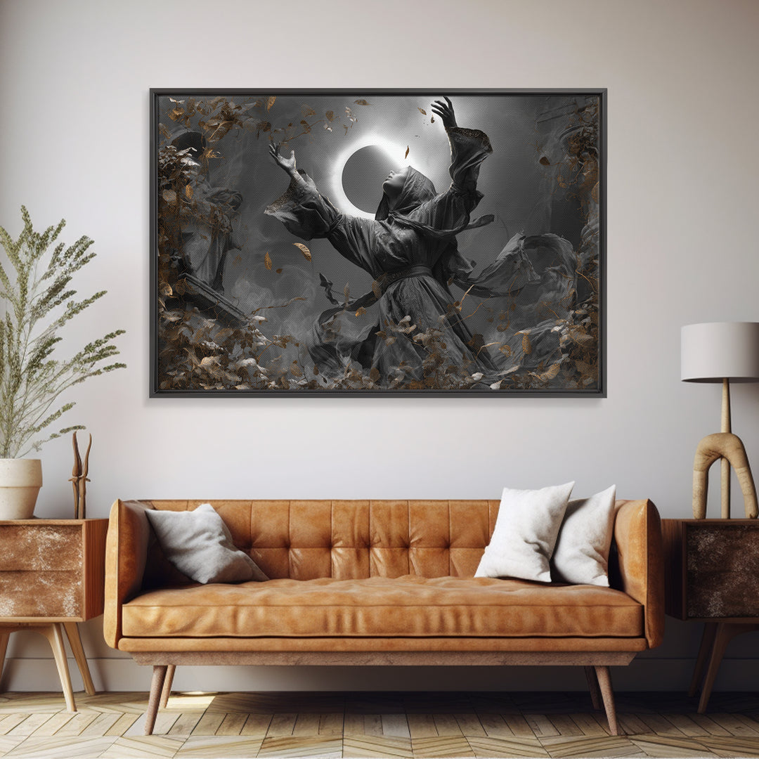 The Moon Priestess, Landscape Wall Art, Dark Fantasy Wall Art, Canvas Print, Halloween Wall Decor, Gothic Home Decor, Macabre Wall Art